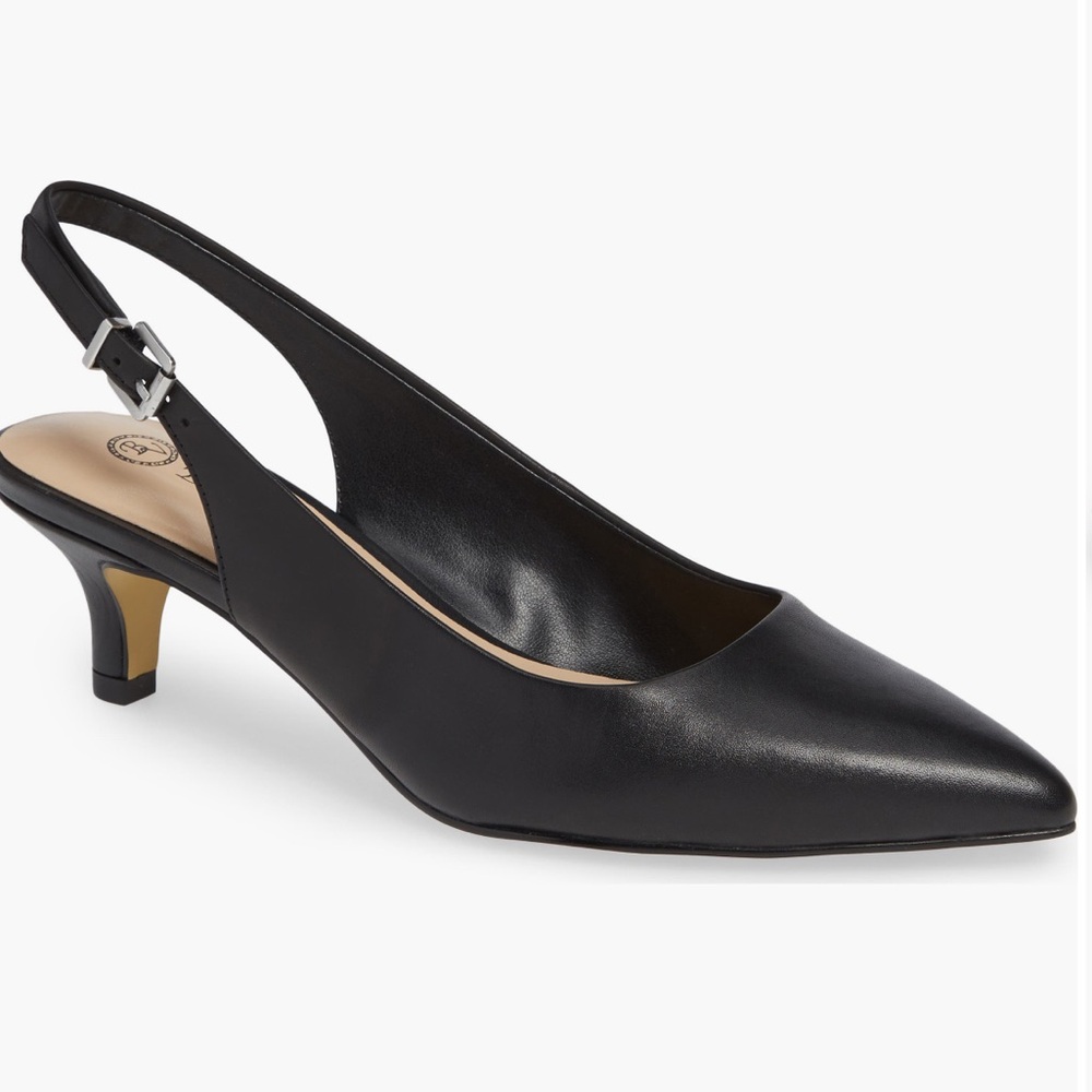 NWT Bella Vita Scarlett Black Leather sling back pumps women’s 8 extra wide